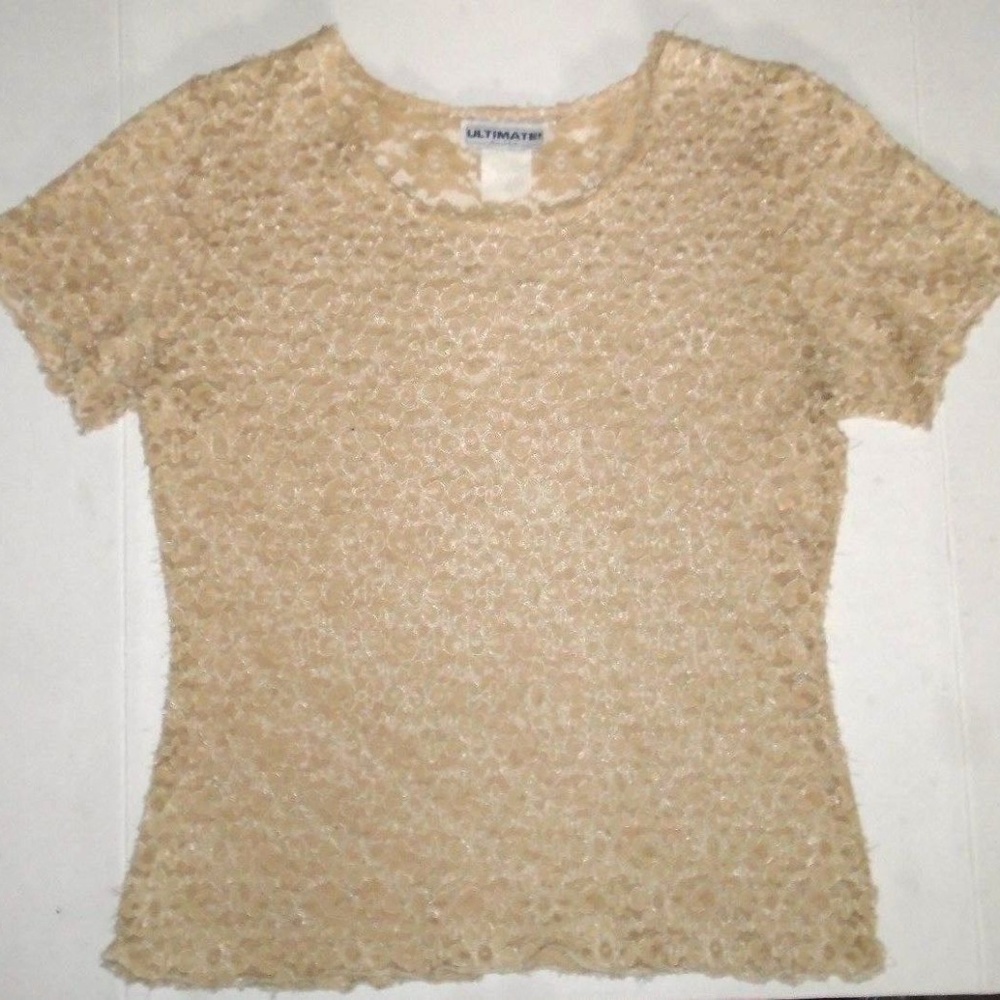 Beautiful Sexy Lace Tan Blouse Shirt Top